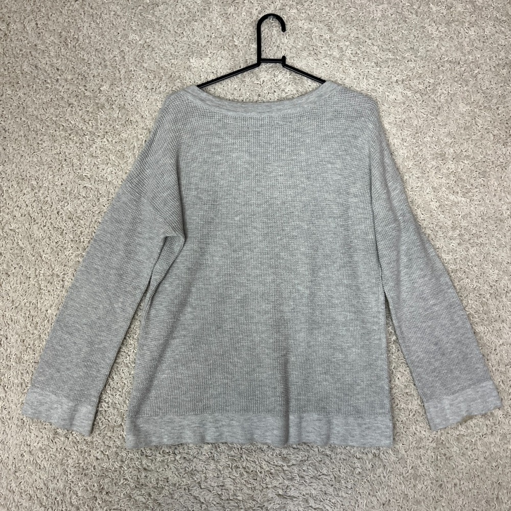 American Eagle Lace Up Waffle Knit Sweater Womens Large Gray Jegging Fit Comfy - Picture 8 of 10